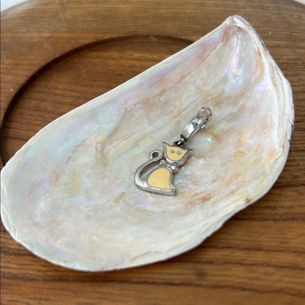 Silver and Yellow Cat Pendant